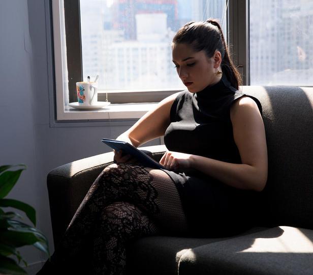 student reading a book